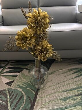 Artificial Dried Dahlia Spray in Olive Gold - Home Accents